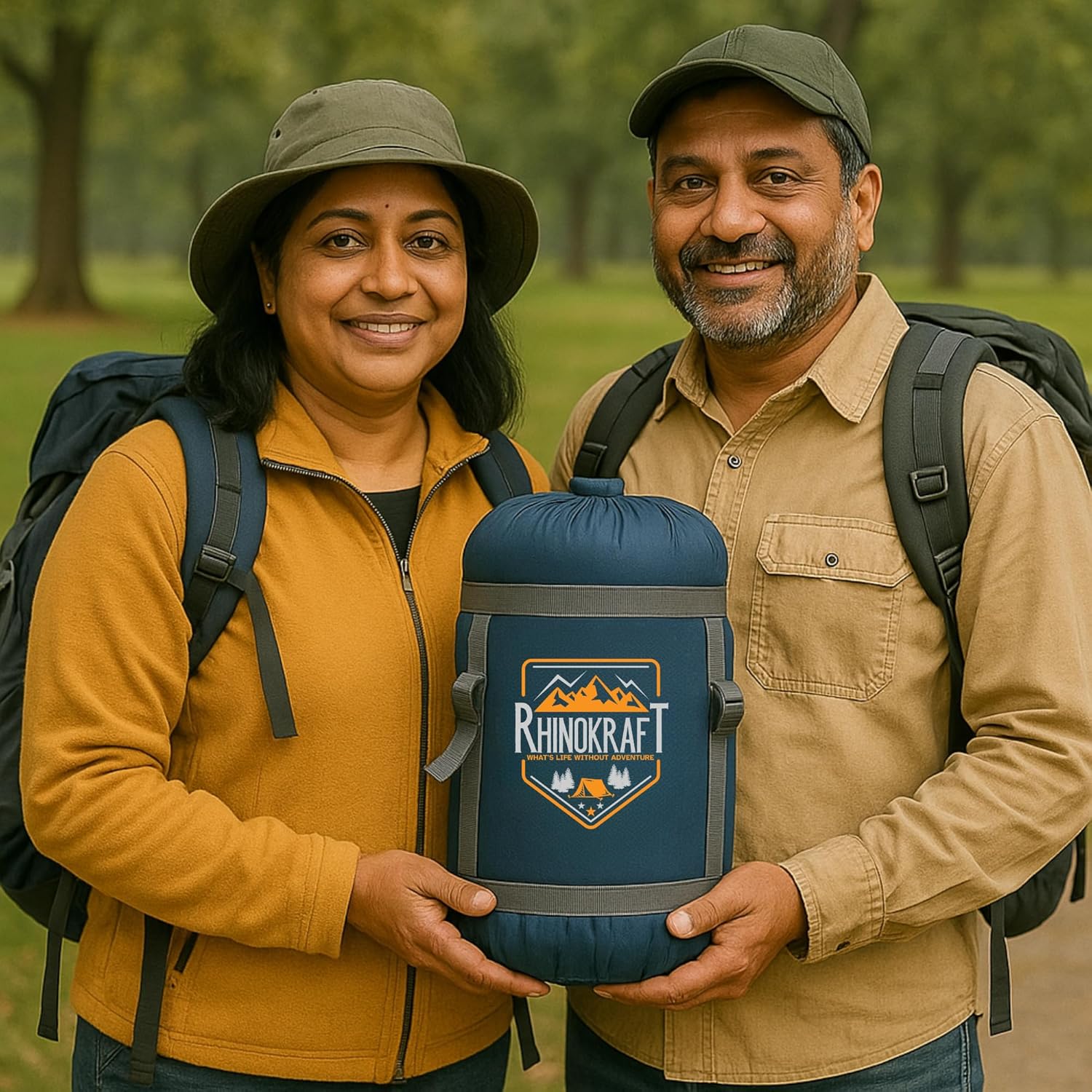 RhinoKraft Spartan Rectangular Sleeping Bag | Lightweight 1.3 kg | Comfort 12 °Celcius | Durable Nylon & Reliance Fibre | Packable for Camping, Biking & Trekking