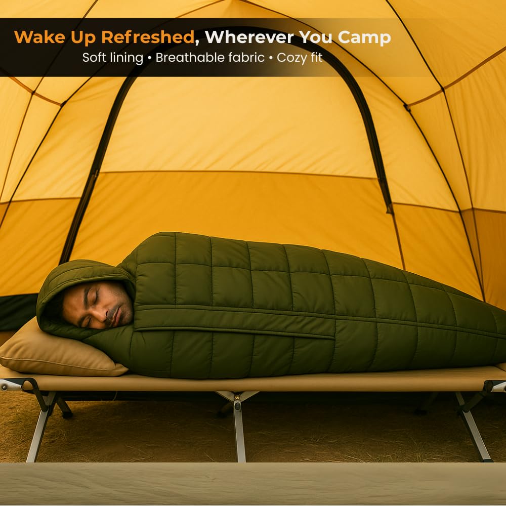 RhinoKraft Ranger Army-Grade Mummy Sleeping Bags for Adults | Premium TPU Shell with Fixed Fur Insulation | Extra-Tall 7ft Fit | Sub-Zero Rated