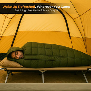 RhinoKraft Ranger Army-Grade Mummy Sleeping Bags for Adults | Premium TPU Shell with Fixed Fur Insulation | Extra-Tall 7ft Fit | Sub-Zero Rated