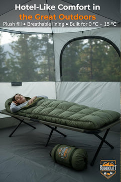 RhinoKraft Arctic Series Sleeping Bag for Adults | -10°C Winter Camping Sleeping Bag with Detachable Fur Liner | Heavy-Duty 3.2 kg Rectangular Design | Water-Resistant Butter Nylon | 6.5 ft Height Fit