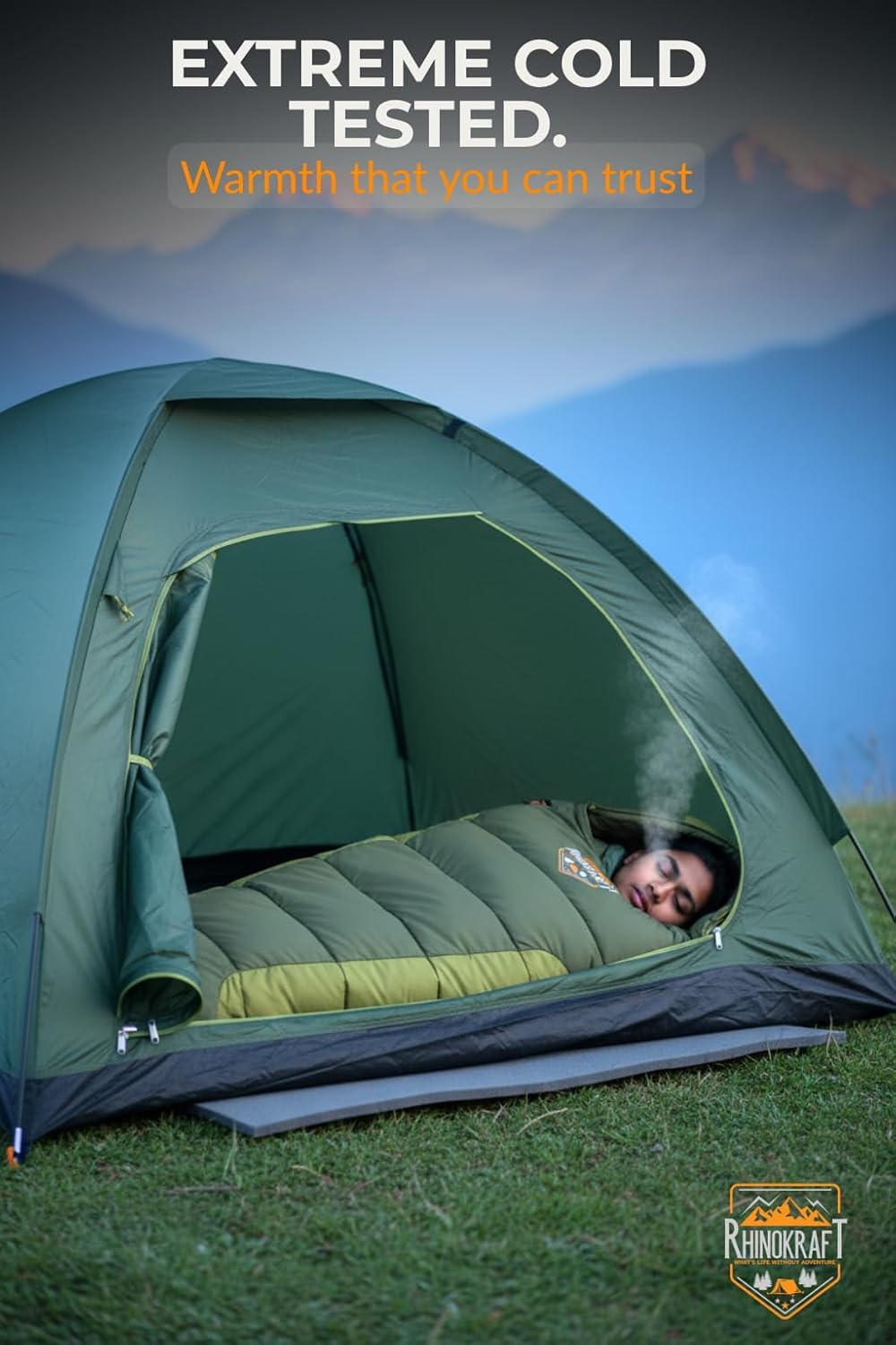 RhinoKraft -10°C Extreme | Anti-Pilling Fleece Liner | Extra-Large 6.5 ft Mummy Sleeping Bag | Warm, Durable & Portable for Camping, Trekking & Outdoor Adventure