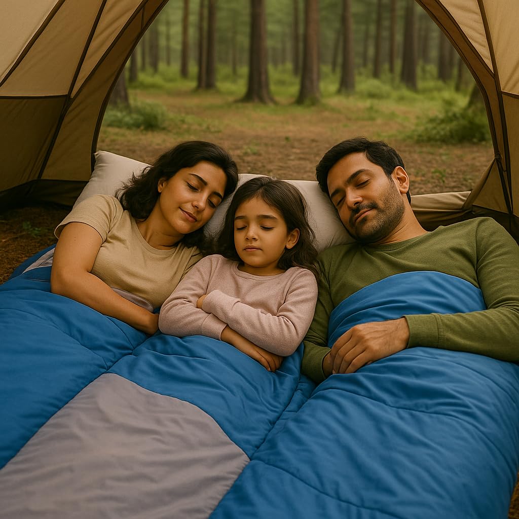 RhinoKraft Spartan Rectangular Sleeping Bag | Lightweight 1.3 kg | Comfort 12 °Celcius | Durable Nylon & Reliance Fibre | Packable for Camping, Biking & Trekking