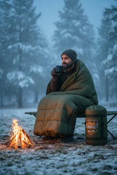 RhinoKraft Arctic Series Sleeping Bag for Adults | -10°C Winter Camping Sleeping Bag with Detachable Fur Liner | Heavy-Duty 3.2 kg Rectangular Design | Water-Resistant Butter Nylon | 6.5 ft Height Fit