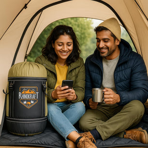 RhinoKraft Predator Quilted Rectangular Sleeping Bag | Suede-Lined for 0°C Warmth | Fits Up to 6ft Tall | Fully Opens as Blanket | Rugged Olive Design | Hollow Fiber Outdoor Gear for Camping