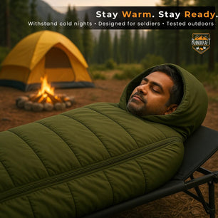 RhinoKraft Phantom Mummy Sleeping Bag | Detachable Suede-Lined Interior | Rugged TPU Shell for Extreme Durability | Fits Up to 7ft Tall | 2.9 kg Dark Olive Army-Grade Gear for Camping & Trekking