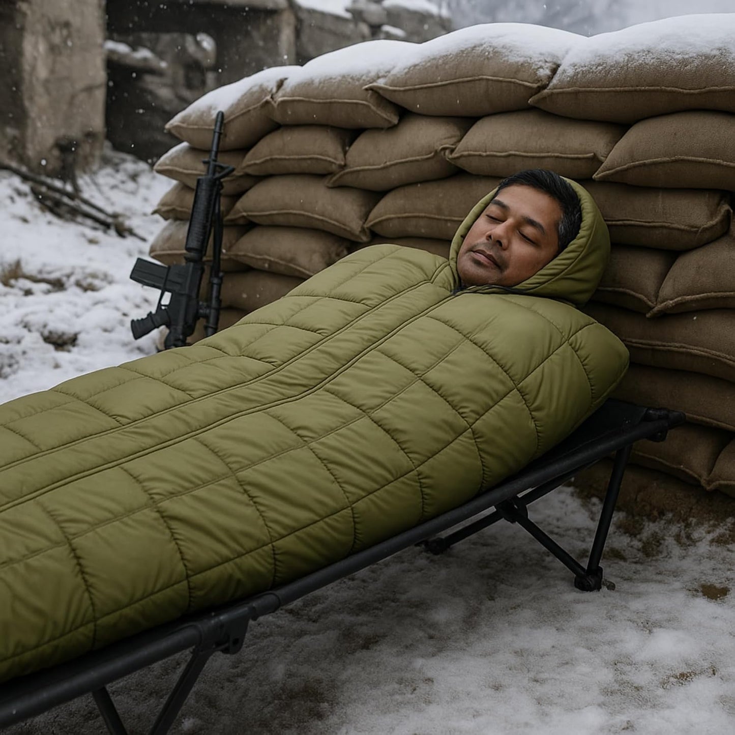 RhinoKraft Minus 15 Degree Sleeping Bag - Military-Grade, 9ft, Double-Layered | Heavy-Duty Winter Gear for Army & Defence | Rated for 0°C to -15°C, 4kg