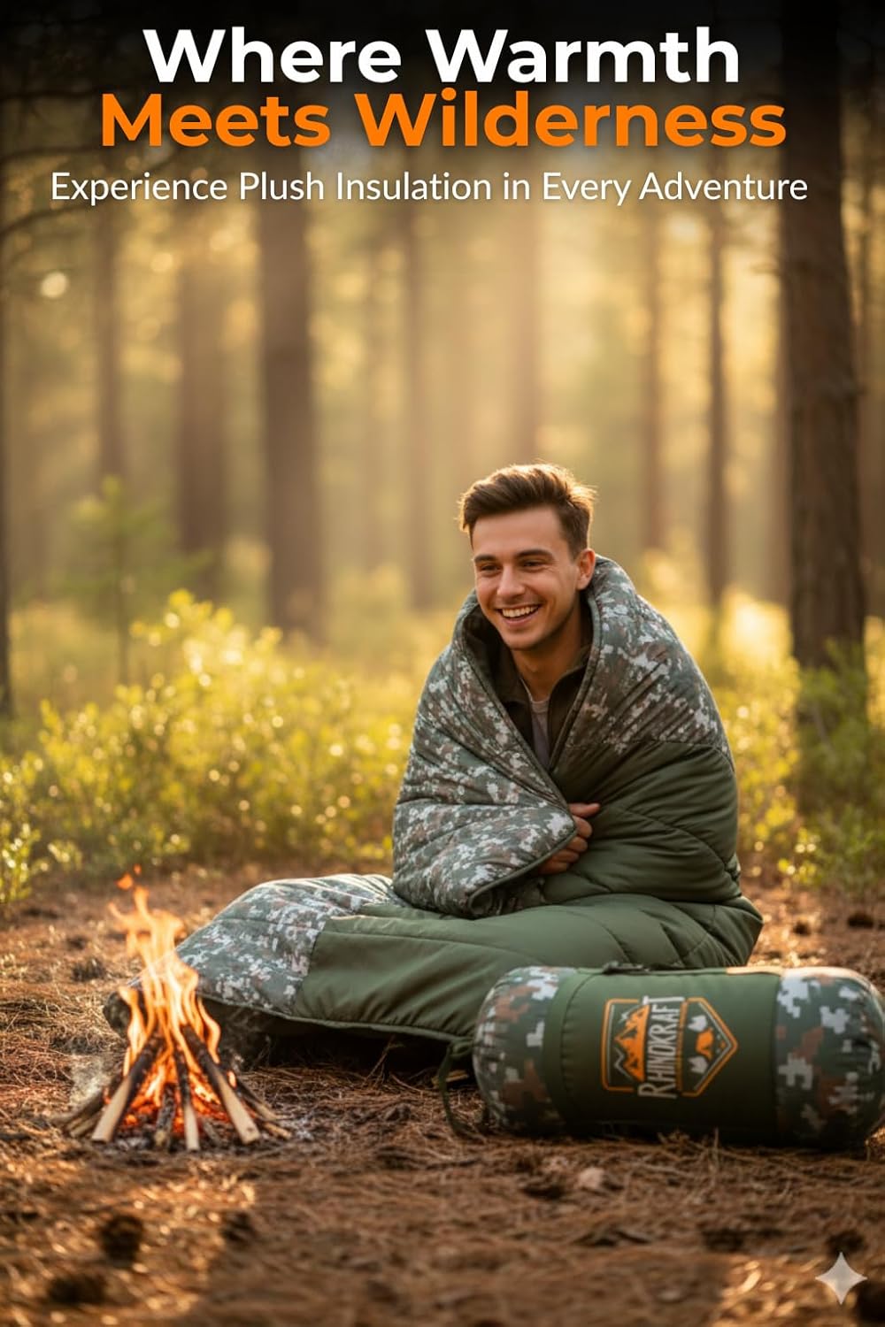 RhinoKraft -10 Degree Sleeping Bag for Adult | Soft Fur Lining | Extra Large Size | 2.4 Kg Weight | Soft and Warm Sleeping Bag for Adventure | Camping, Trekking and Outdoor Activity RK-PYRAMID-OLIVE