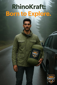 RhinoKraft Sleeping Bag for Adults | Fits Up to 6.5ft | Waterproof, Anti-Pill Fleece, Hollow Fiber Fill | 0°C to 18°C | Hood, Travel Pillow & Compression Sack | for Camping, Trekking & Hiking