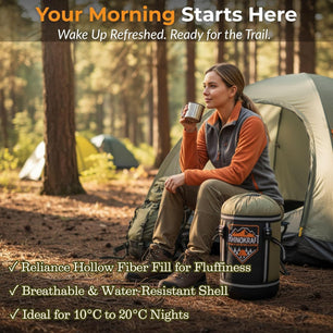 RhinoKraft Olive Mummy Sleeping Bag | 10 To 20 °C Lightweight 1.8 kg | Oversized 86″×30″ | Tall-Friendly Fit for Camping, Trekking & Biking