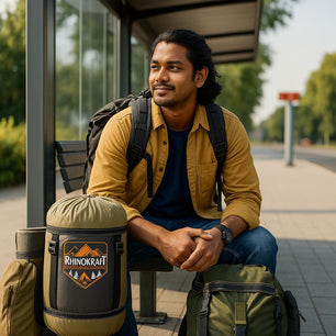 RhinoKraft Spartan Olive Rectangular Sleeping Bag | Lightweight 1.3 kg | Comfort 12 °Celcius | Durable Nylon & Reliance Fibre | Packable for Camping, Biking & Trekking