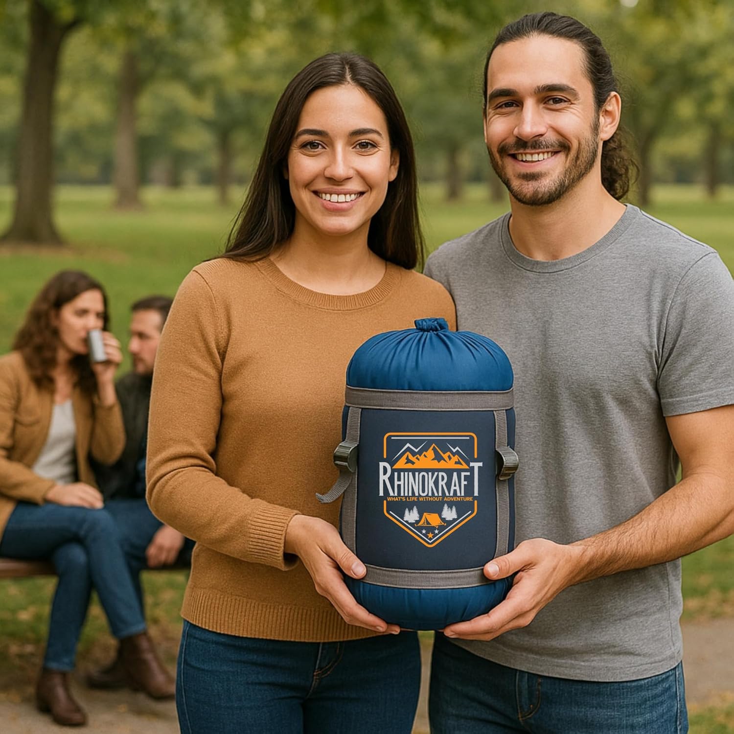 RhinoKraft Spartan Rectangular Sleeping Bag | Lightweight 1.3 kg | Comfort 12 °Celcius | Durable Nylon & Reliance Fibre | Packable for Camping, Biking & Trekking