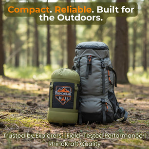 RhinoKraft Rectangular Sleeping Bag with Pillow | Lightweight, Waterproof, Compact for Camping, Trekking, Travel | Comfort Temp 0°C to 18°C | Includes Carry Bag