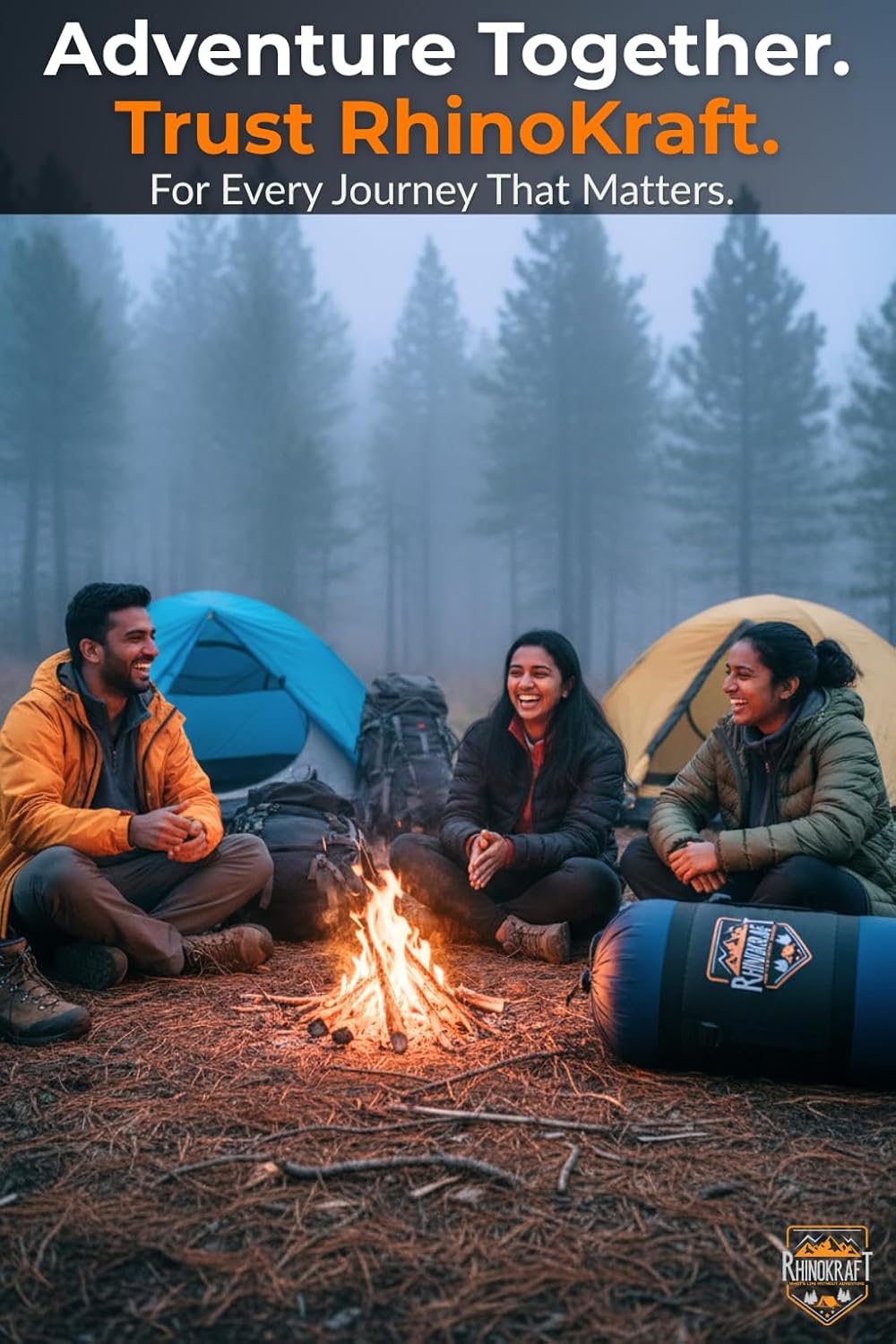 RhinoKraft Rectangular Sleeping Bag with Pillow | Lightweight, Waterproof, Compact for Camping, Trekking, Travel | Comfort Temp 0°C to 18°C | Includes Carry Bag