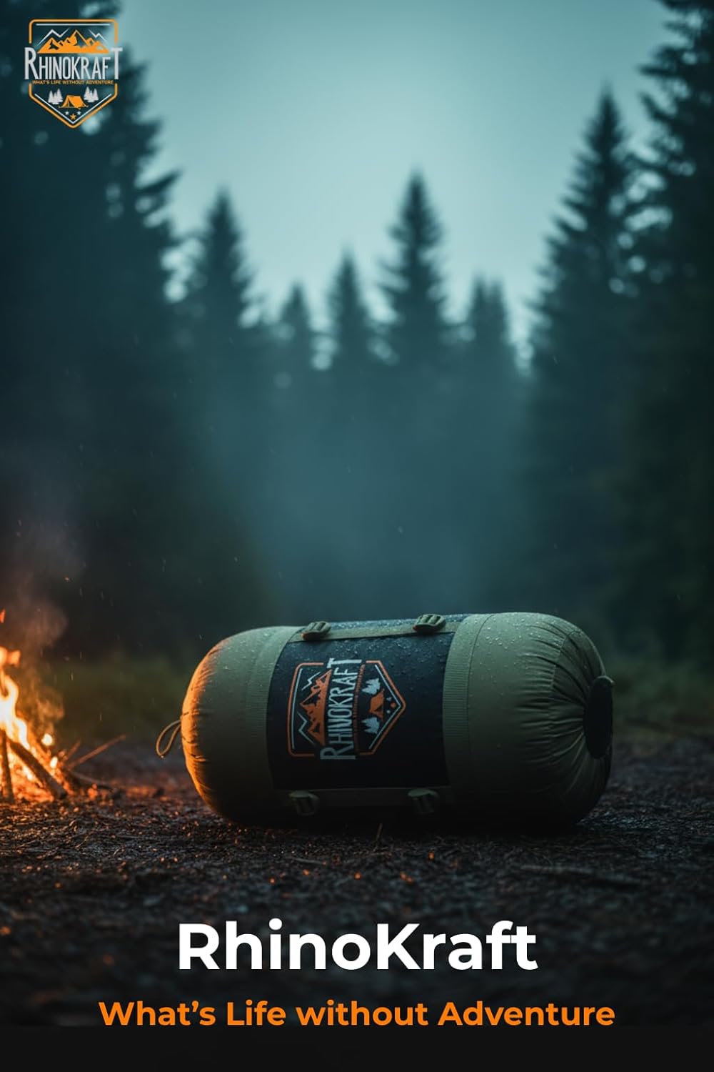 RhinoKraft Sleeping Bag for Adults | Fits Up to 6.5ft | Waterproof, Anti-Pill Fleece, Hollow Fiber Fill | 0°C to 18°C | Hood, Travel Pillow & Compression Sack | for Camping, Trekking & Hiking