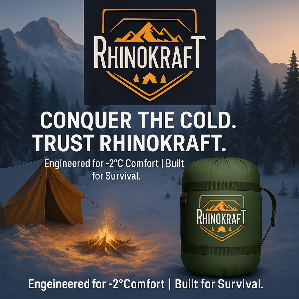 RhinoKraft -2 Degree | Anti Fleece Liner | 2.4 Kg Weight | Super Warm | Sleeping Bag for Adventure | Camping, Trekking and Outdoor Activity RK-TOM