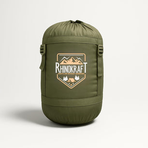 RhinoKraft Phantom Mummy Sleeping Bag | Detachable Suede-Lined Interior | Rugged TPU Shell for Extreme Durability | Fits Up to 7ft Tall | 2.9 kg Dark Olive Army-Grade Gear for Camping & Trekking