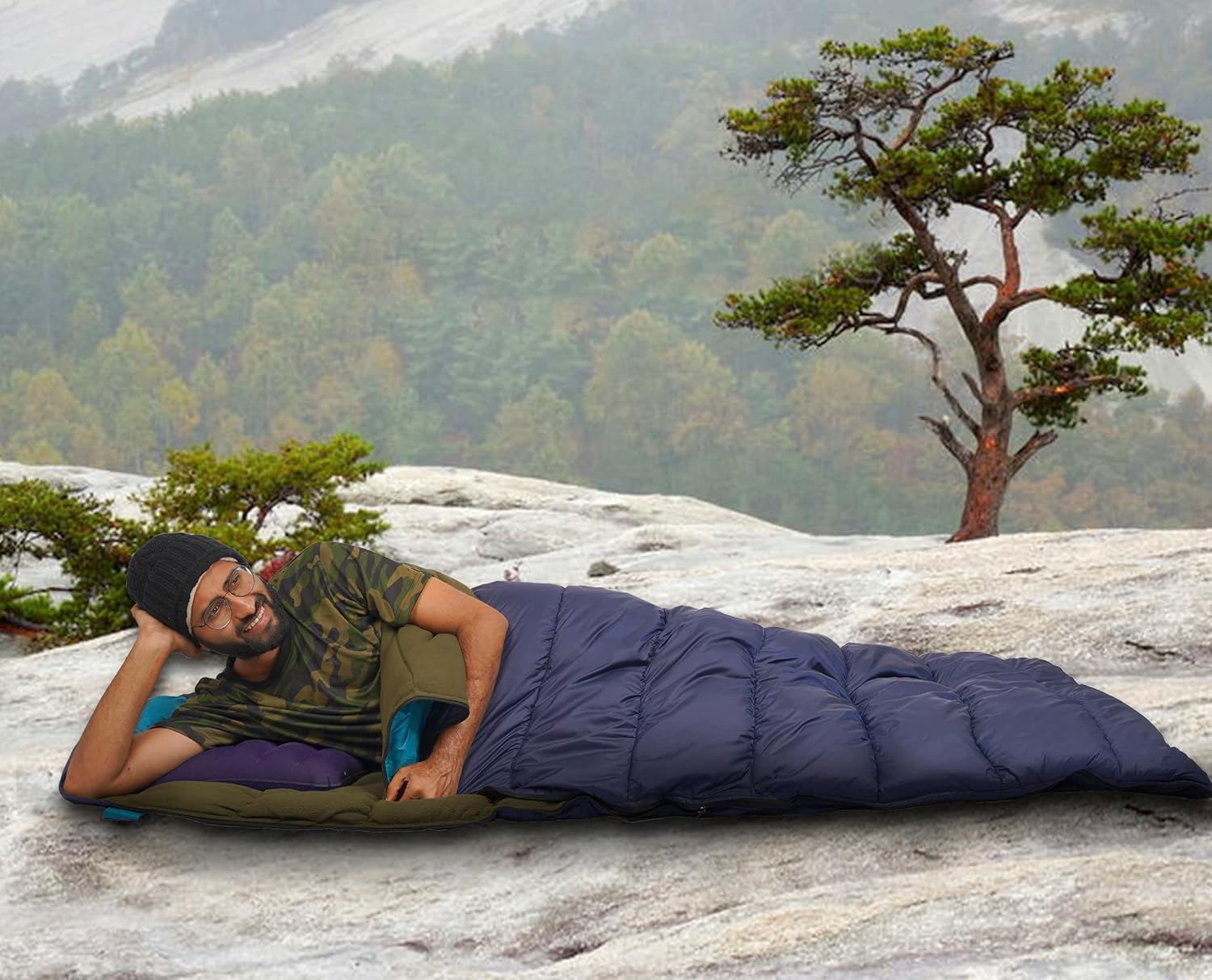 RhinoKraft Plus Size Zero Degree Envelope Sleeping Bag for Adults for Mild to Harsh Winter RK-ICE-BLU