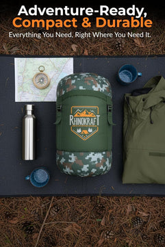 RhinoKraft -10 Degree Sleeping Bag for Adult | Soft Fur Lining | Extra Large Size | 2.4 Kg Weight | Soft and Warm Sleeping Bag for Adventure | Camping, Trekking and Outdoor Activity RK-PYRAMID-OLIVE