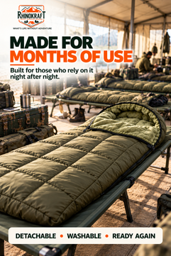 RhinoKraft Arctic Series Sleeping Bag for Adults | -10°C Winter Camping Sleeping Bag with Detachable Fur Liner | Heavy-Duty 3.2 kg Rectangular Design | Water-Resistant Butter Nylon | 6.5 ft Height Fit