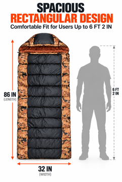RhinoKraft -10 Degree Sleeping Bag for Adult | Soft Fur Lining | Extra Large Size | 2.4 Kg Weight | Soft and Warm Sleeping Bag for Adventure | Camping, Trekking and Outdoor Activity RK-PYRAMID