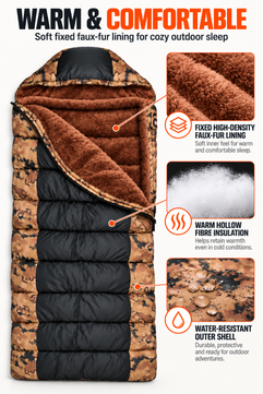RhinoKraft -10 Degree Sleeping Bag for Adult | Soft Fur Lining | Extra Large Size | 2.4 Kg Weight | Soft and Warm Sleeping Bag for Adventure | Camping, Trekking and Outdoor Activity RK-PYRAMID