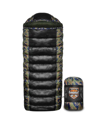 RhinoKraft Champion 0 Degree Stylish Army Design! Extra Large Size ! Premium Sleeping Bag for camping for Adults in Winter. Weight 2.3 Kg