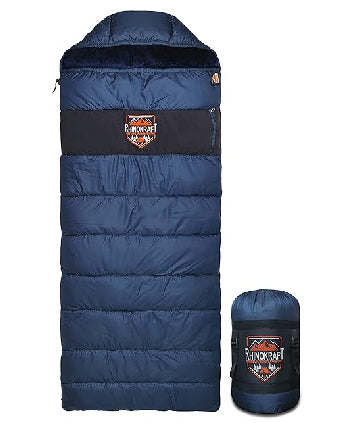 RhinoKraft -10 Degree Sleeping Bag | Soft Fur Lining | Extra Large Size | 2.4 Kg Weight |RK-BLUFUR